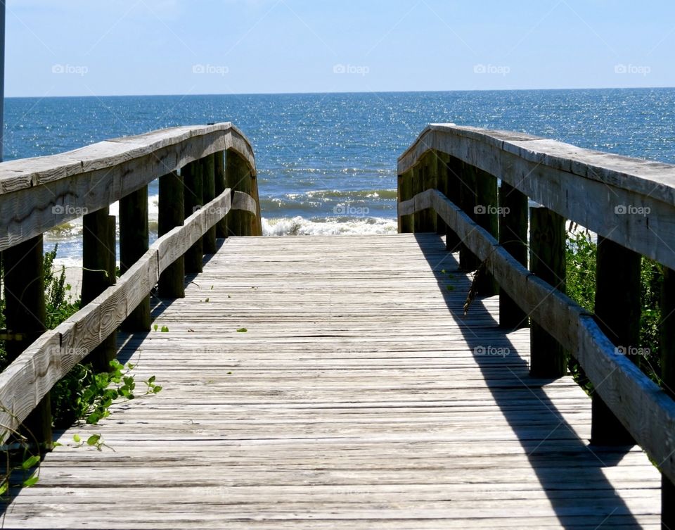 View from boardwalk to the seashore