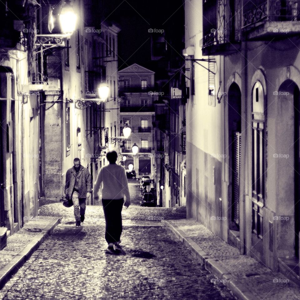 Lisbon street during the night