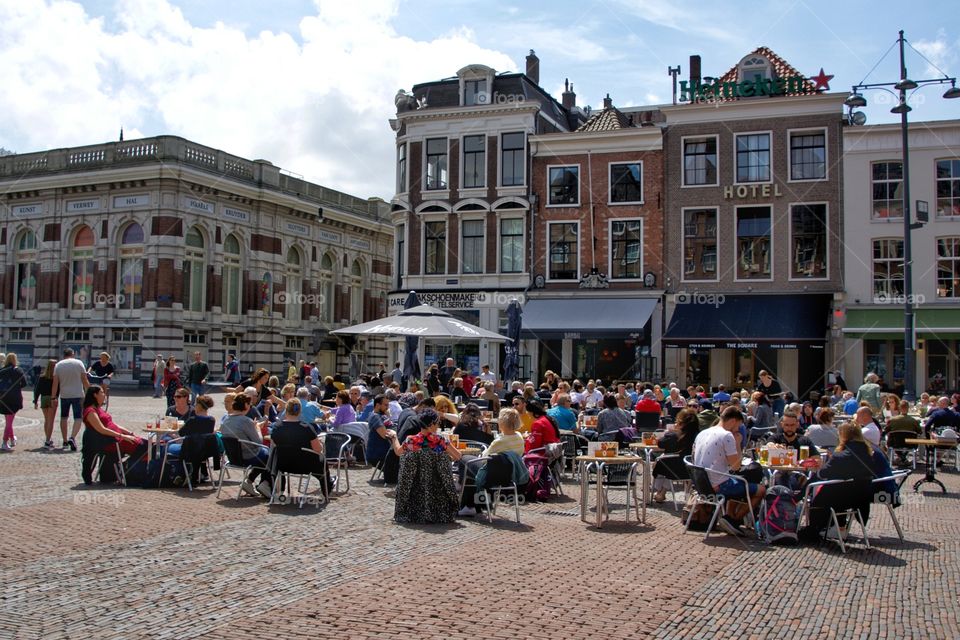 Market square in Haarlem Netherlands 