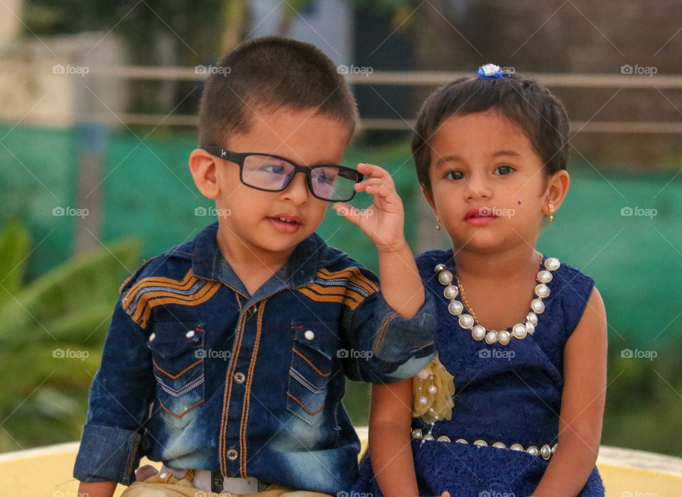 two kids having fun each other