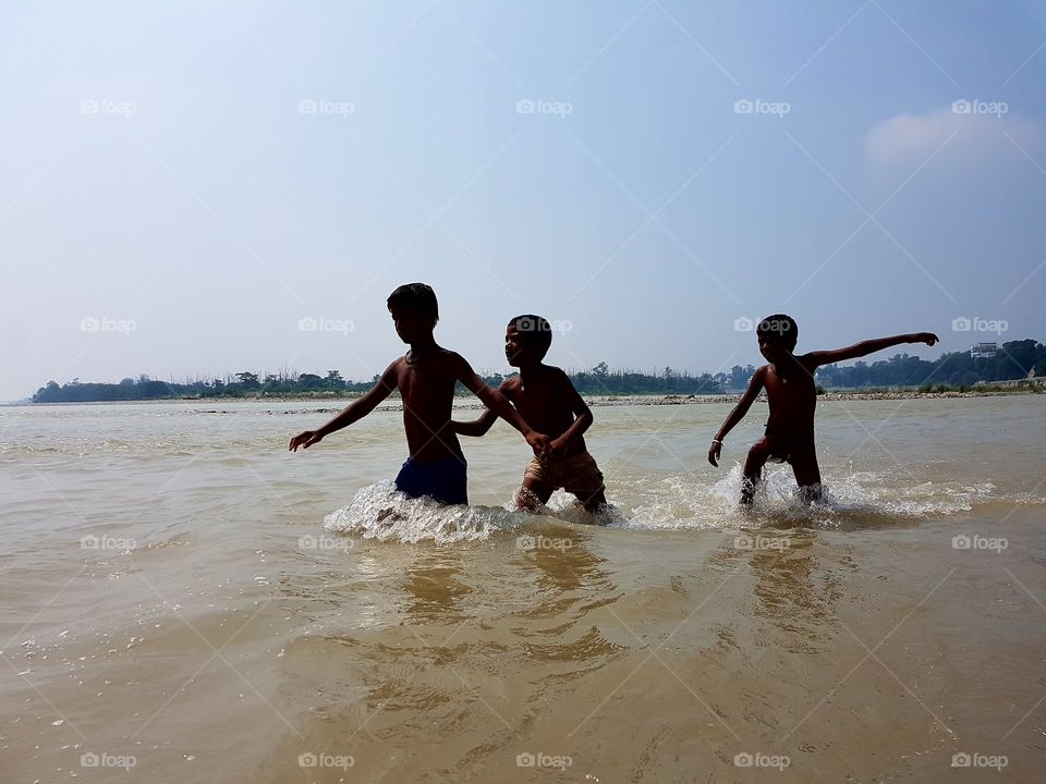 enjoying the holy river of ganges