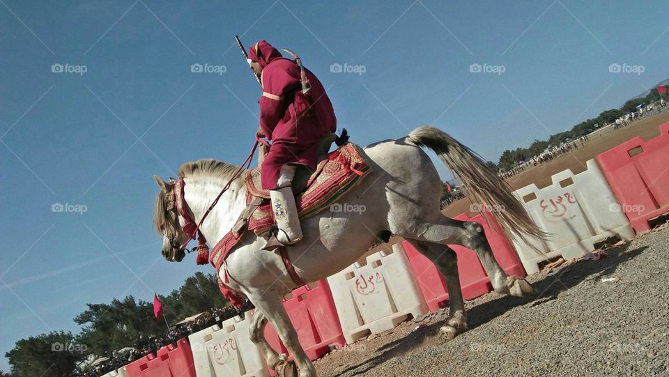 one Moroccan cavalry on horse.