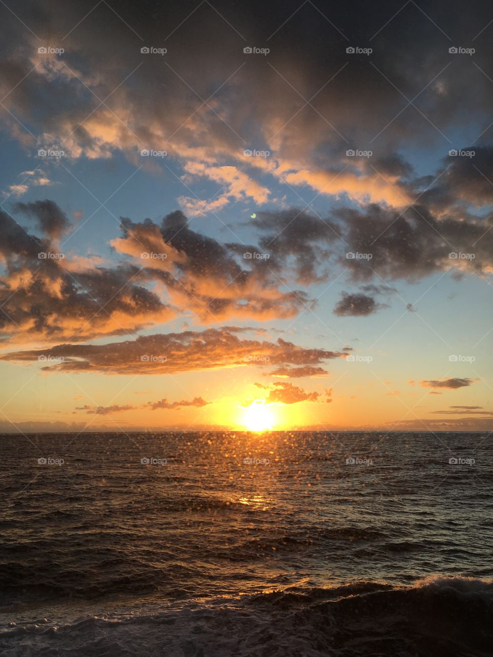 Stunning sunset at sea