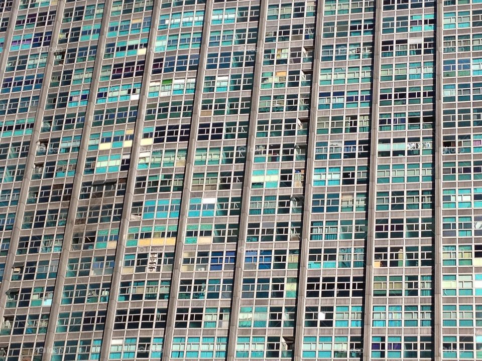 Mosaic . Mosaic of windows in a building in downtown Rio de Janeiro, Brazil 