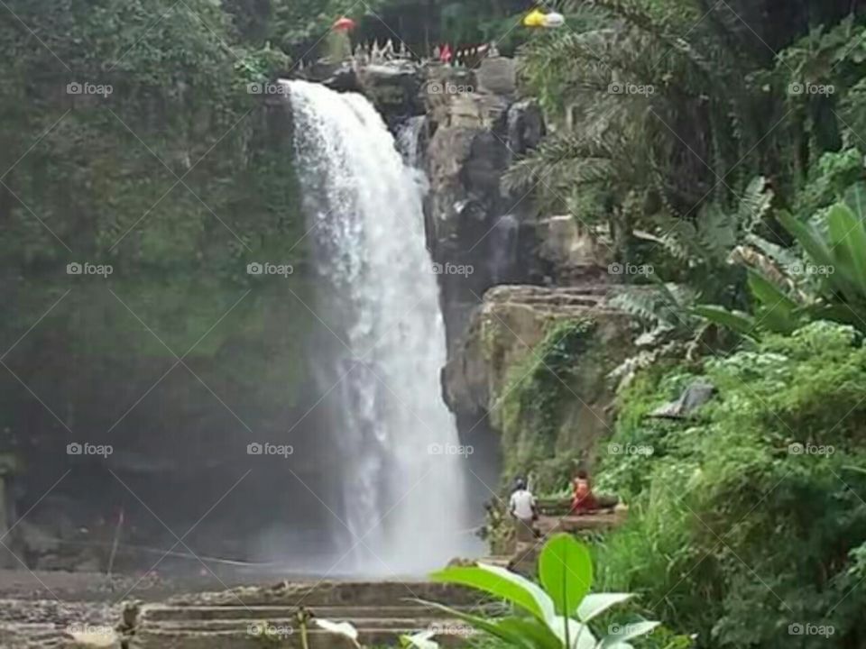 beautyfull waterfall in lombok island of indonesia