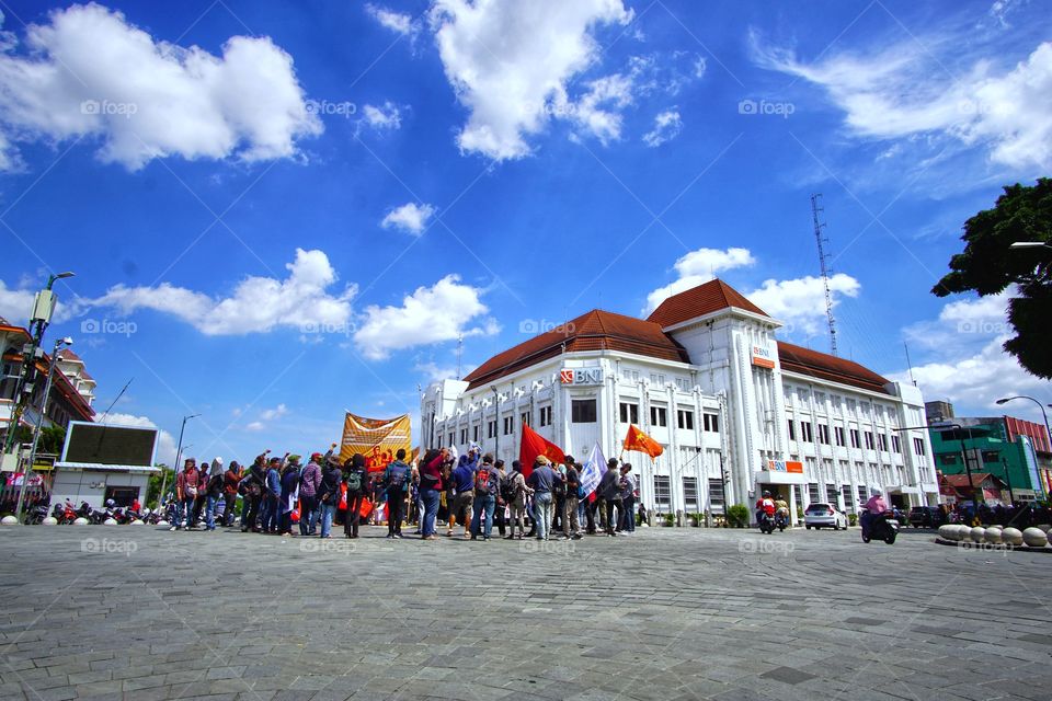 colonial building in the corner of malioboro street of yogyakarta