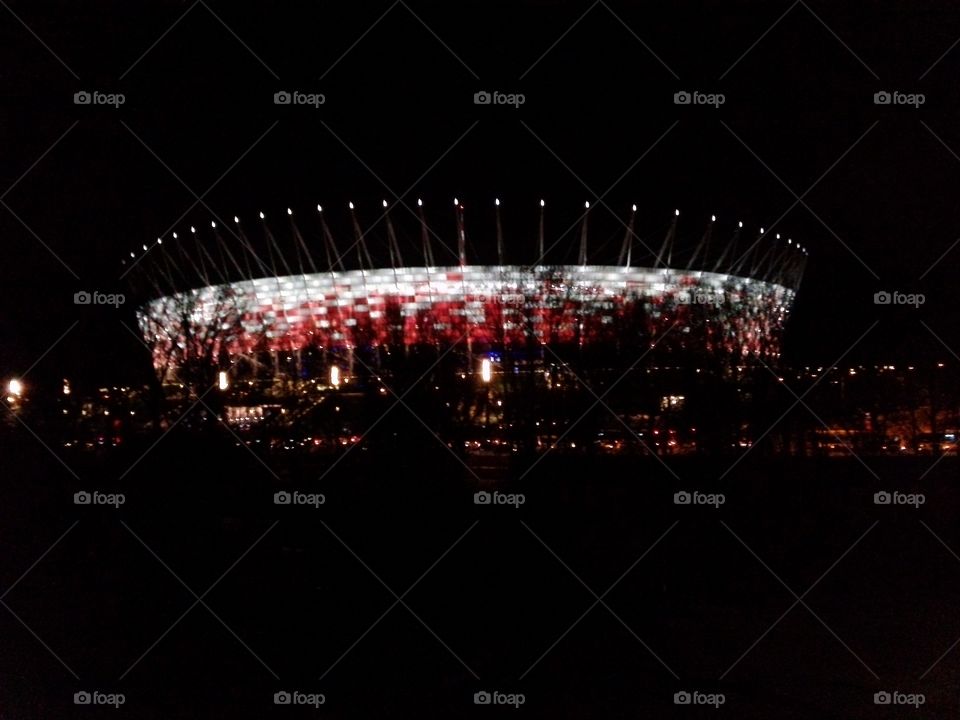 National Stadium Warsaw. by night