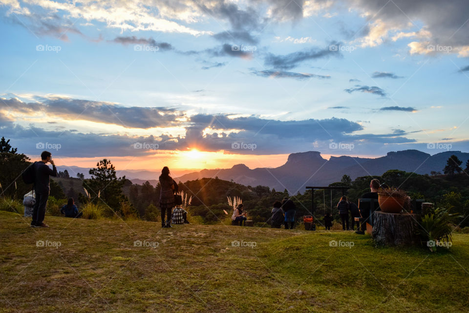 Campos of Jordão SP Brazil-06 of may of 2021: view of a mountain known as Pedra do Baú watching the sunset