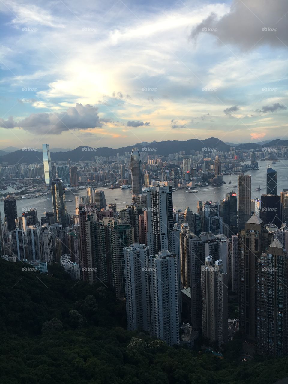 Hong Kong skyline at dusk 