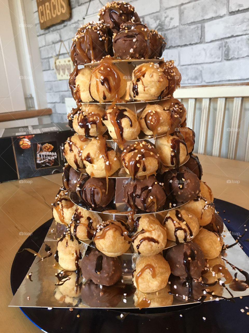 Easter pudding a profiterole tower