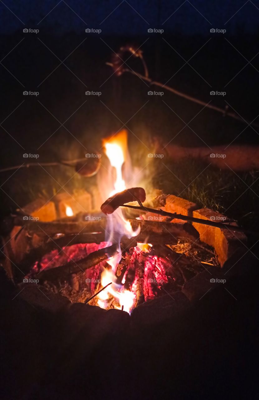 Sausage from the campfire