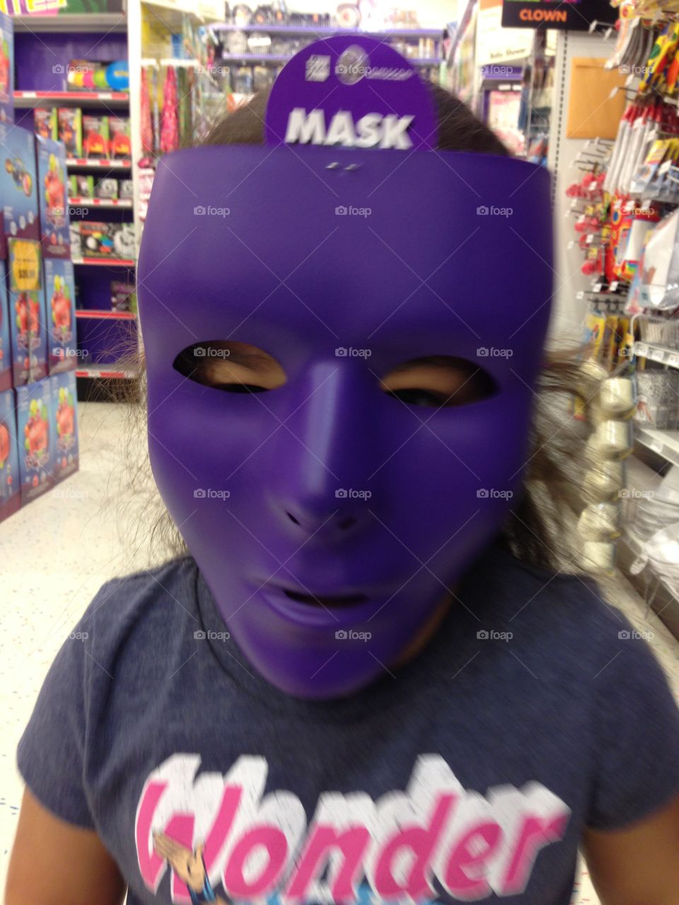 Girl with purple mask