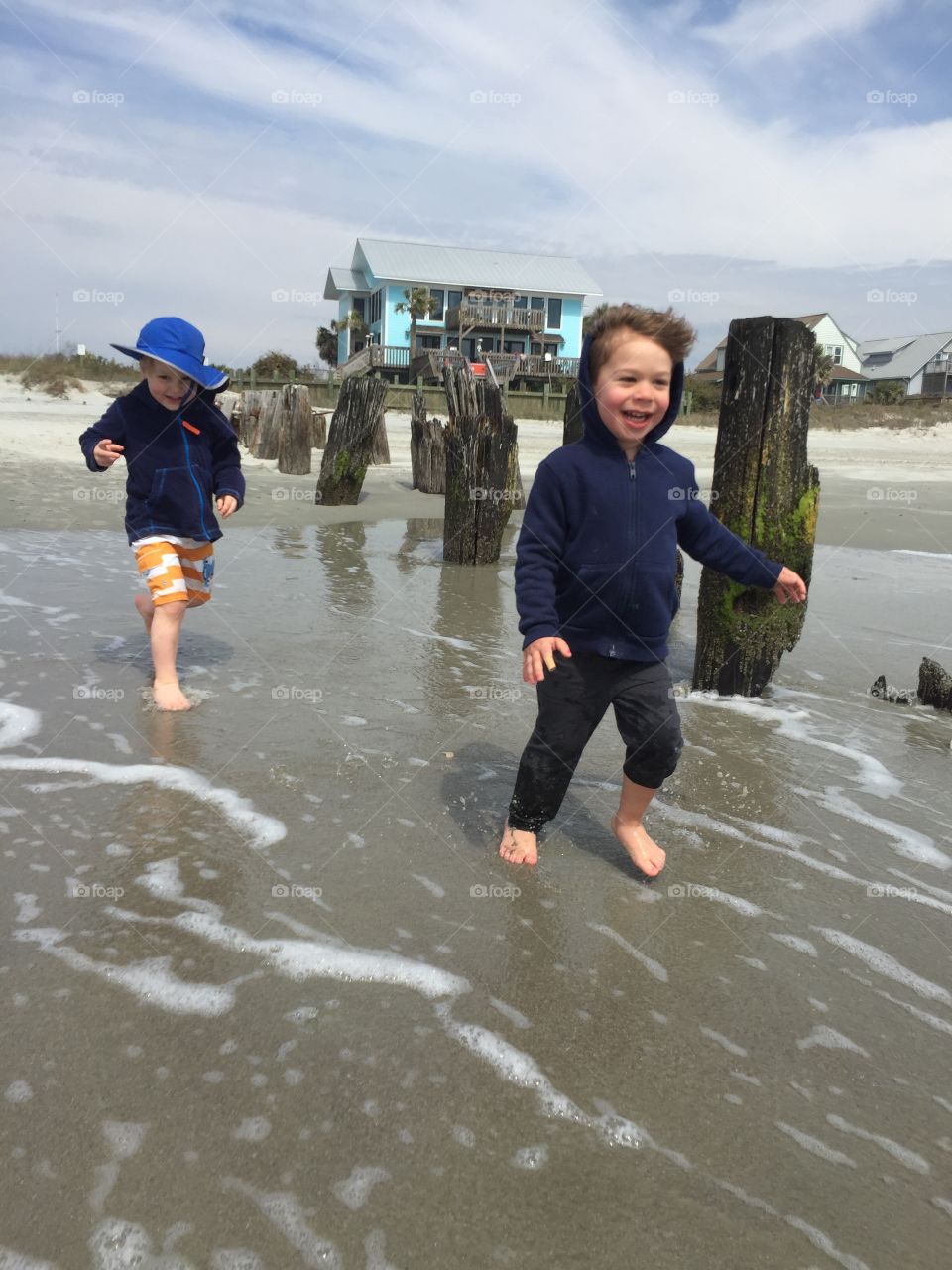 Kids playing on the beach