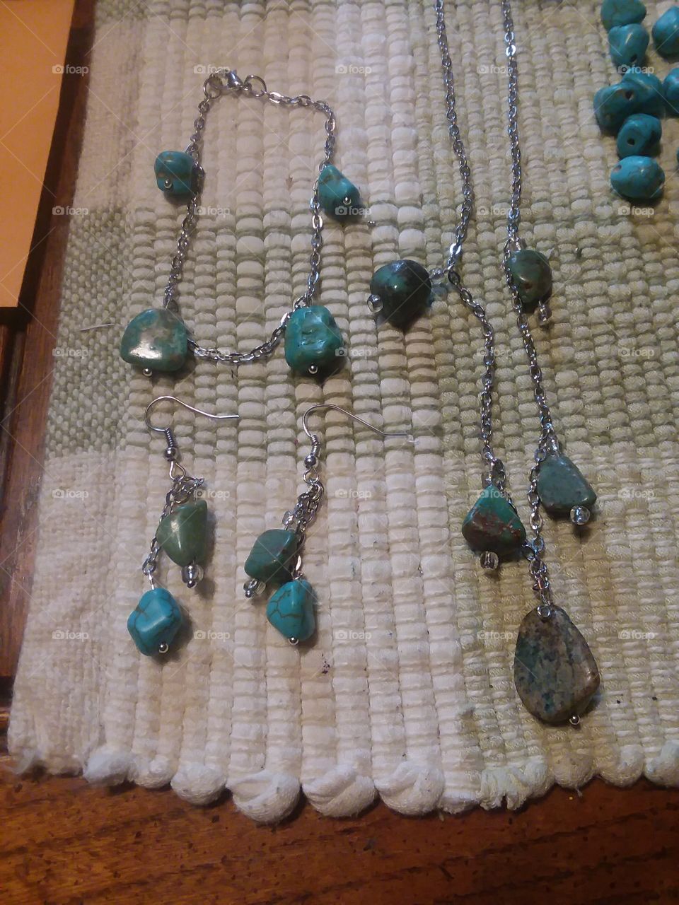 A full set of turquoise jewelry I made. I am slowly improving my skills.