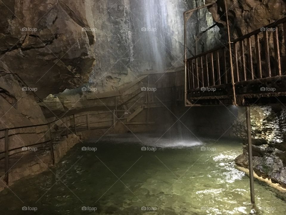 Waterfall in the cave 