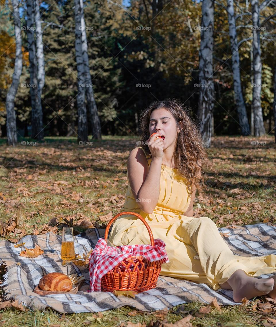 woman on picnic