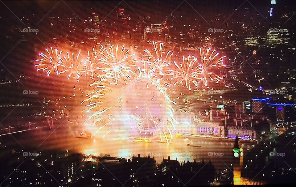 London eye firework . Happy new year