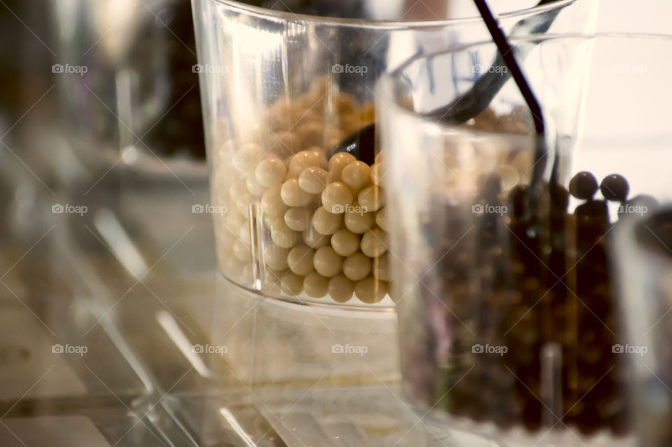 Round chocolate sprinkles gourmet dessert garnish for ice cream and pastry conceptual epicure background selective focus with room for copy 