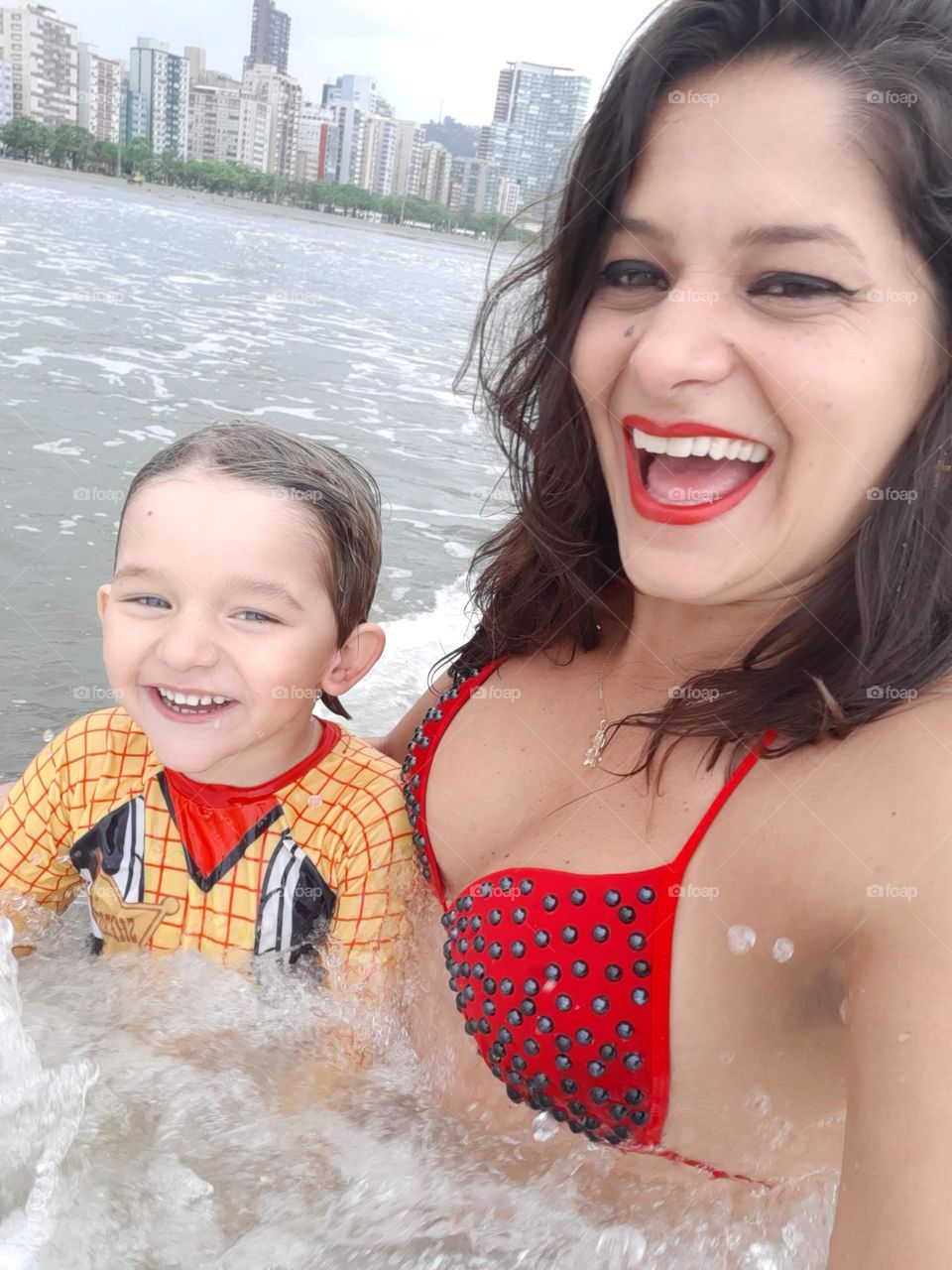 joy on the beach in Santos