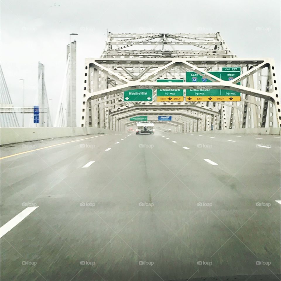 Bridge crossing into Louisville, KY.