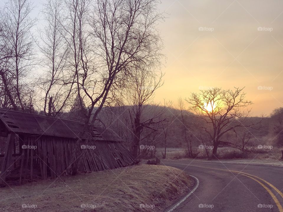 Pennsylvania road at sunrise 