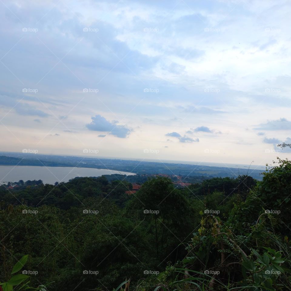 Beautiful view of the lakeside in the evening