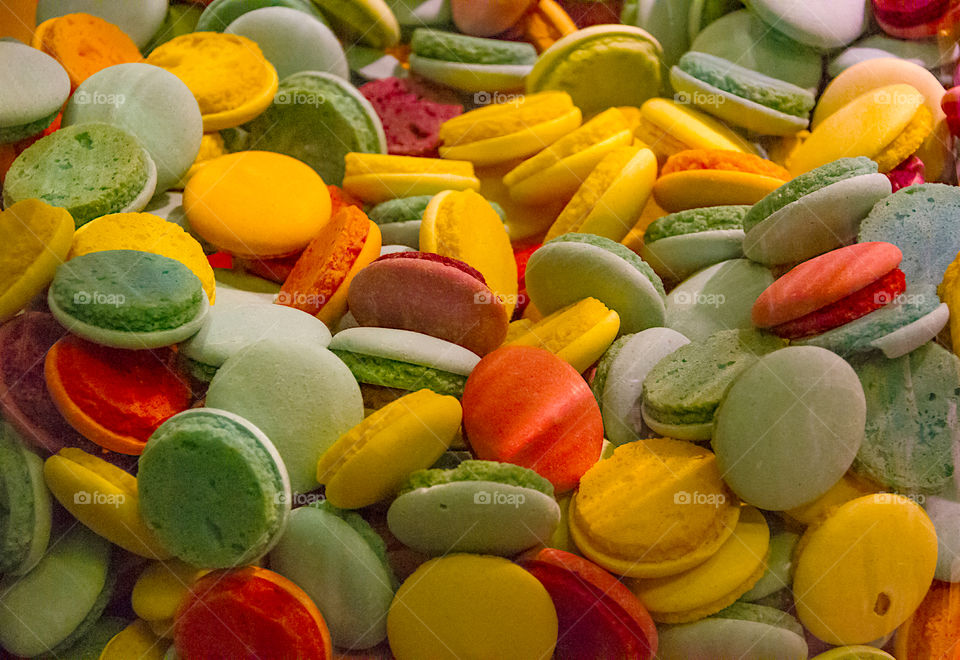 Close-up of colorful macaroons