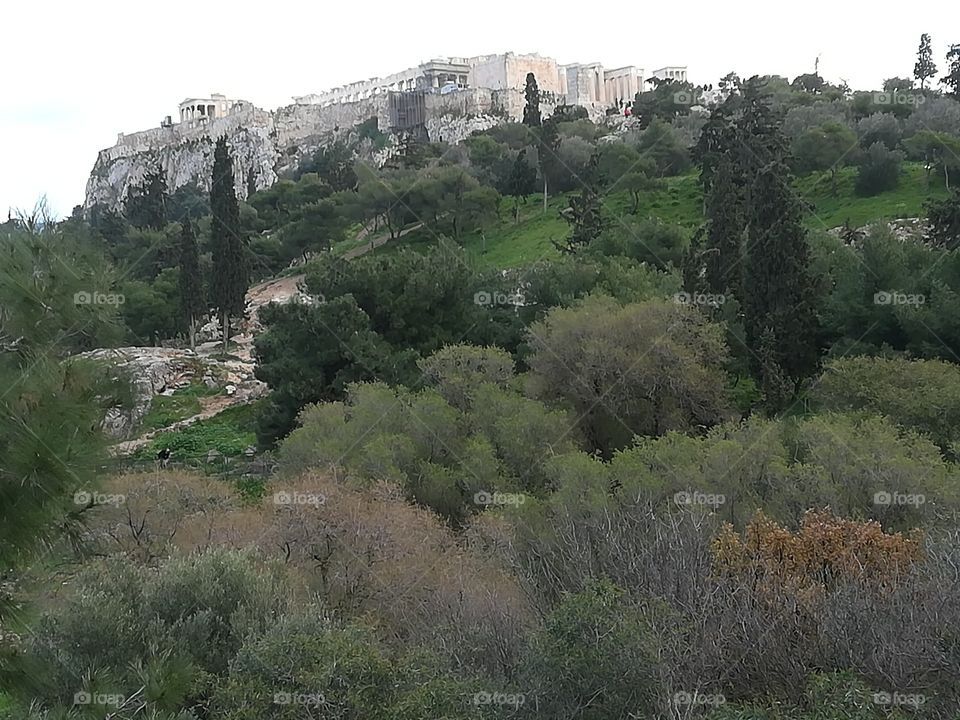 The back of the Acropolis of Athens