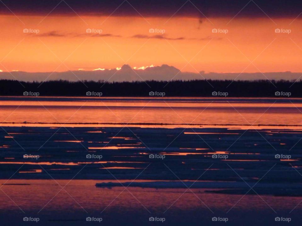 Sunset over Skilak Lake, Alaska.
