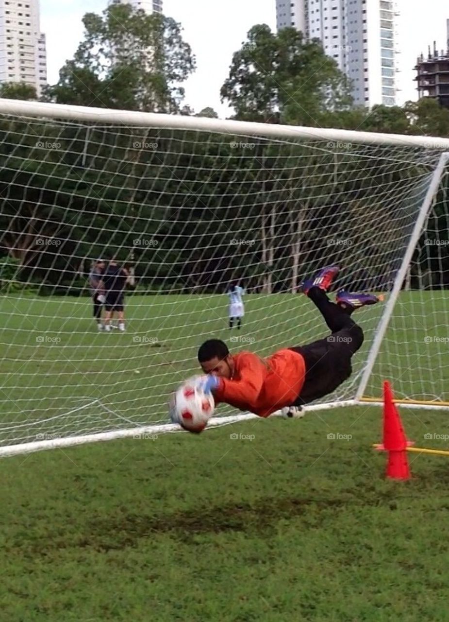 Goalkeeper flying