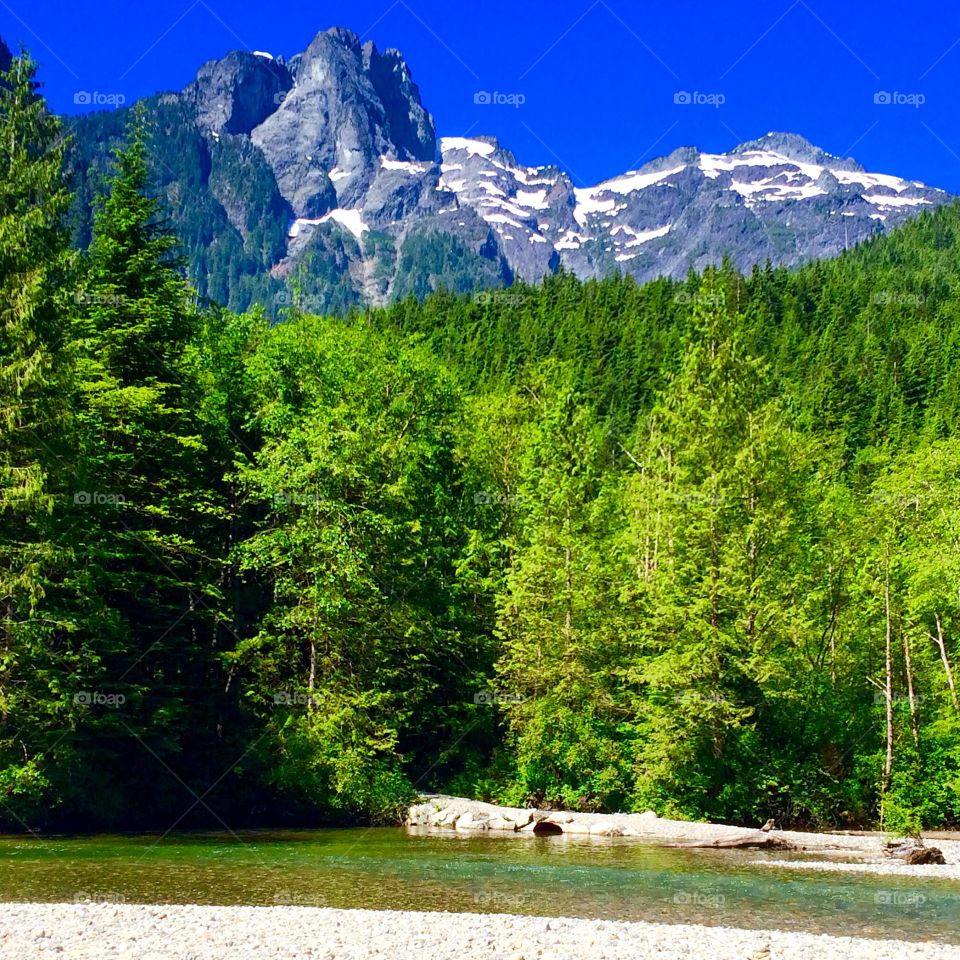 Scenic view from hiker's beach