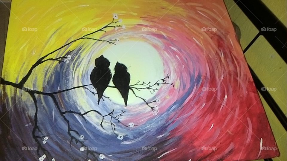 moon birds painting
