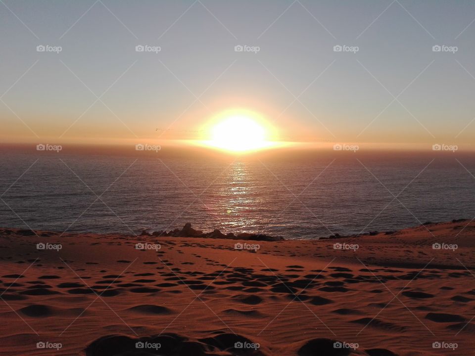 atardecer en dunas de concon, Chile ile