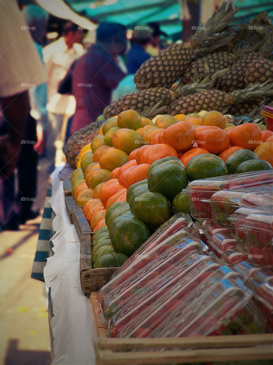 display with fruits  at market
