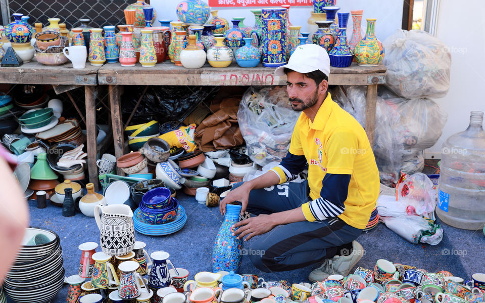 A seller at the Hunar Haat, New Delhi, India