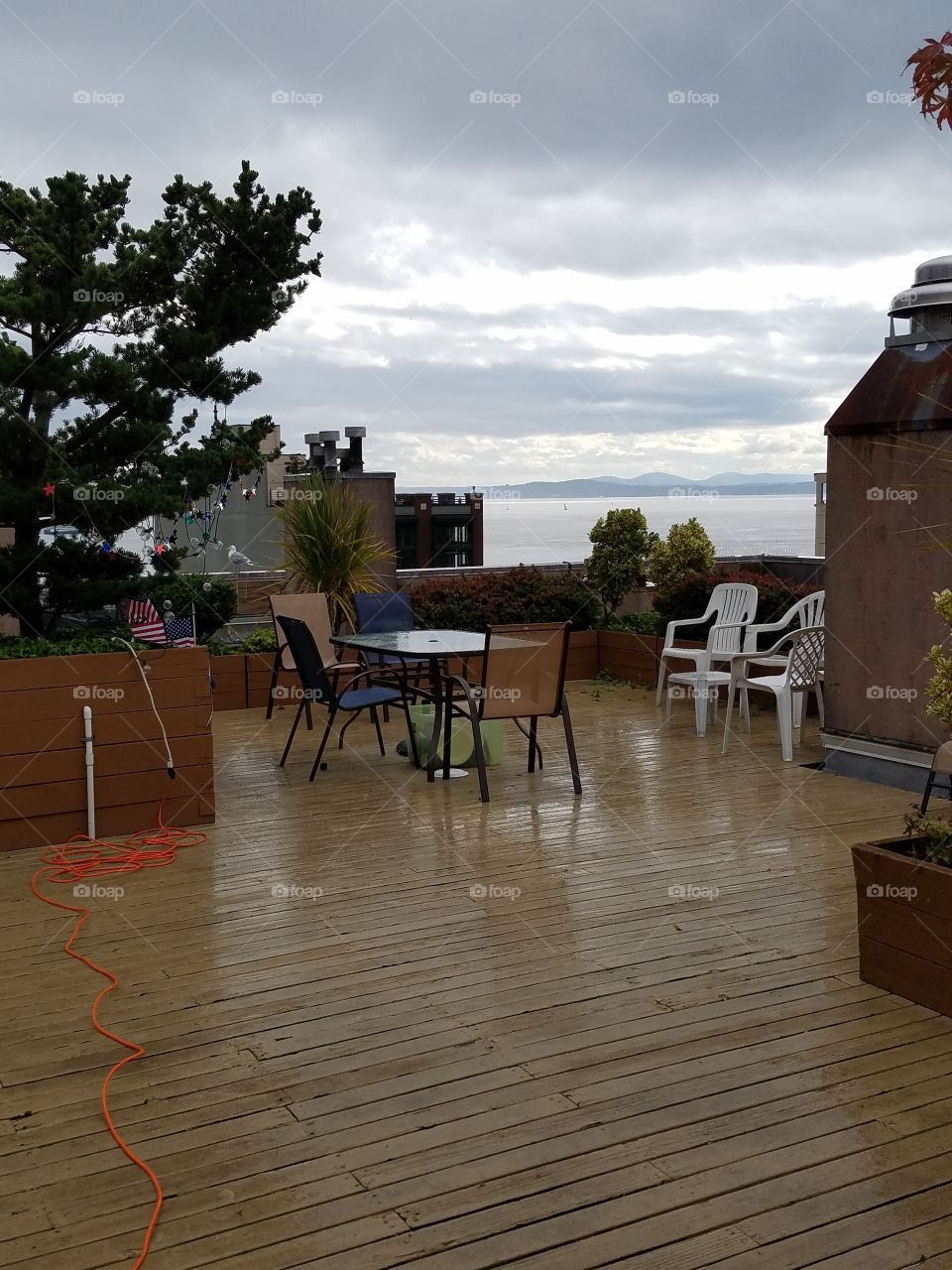 Rainy Seattle Rooftop