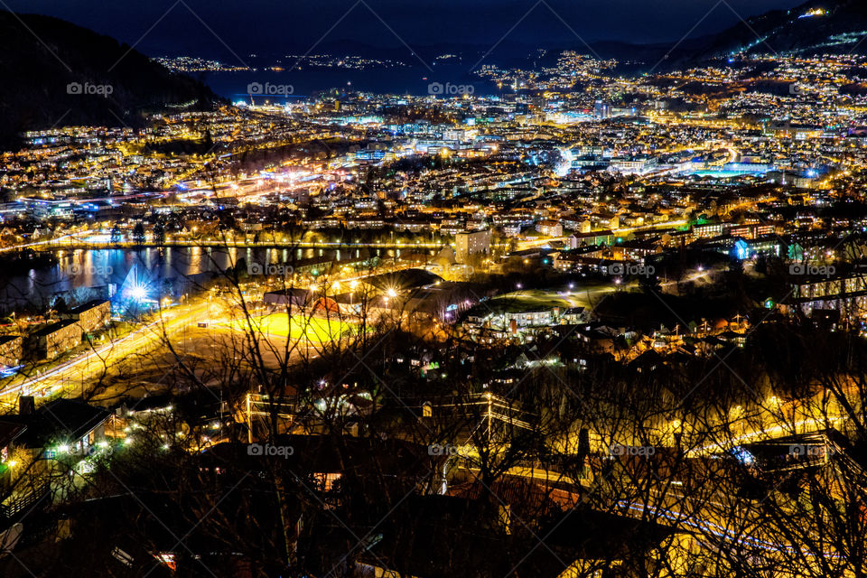 Night. City. Street. Bergen. Norge.