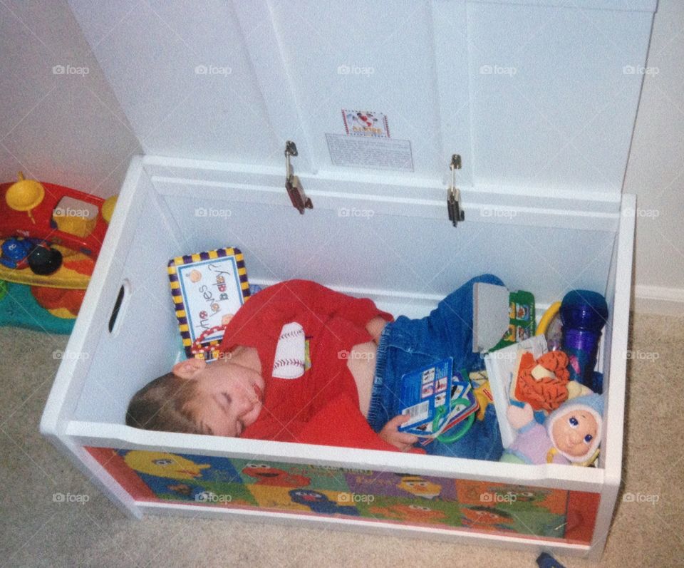 Napping in the toy box 