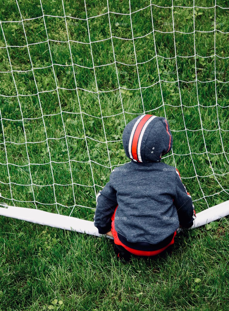 Setting up the soccer goal 