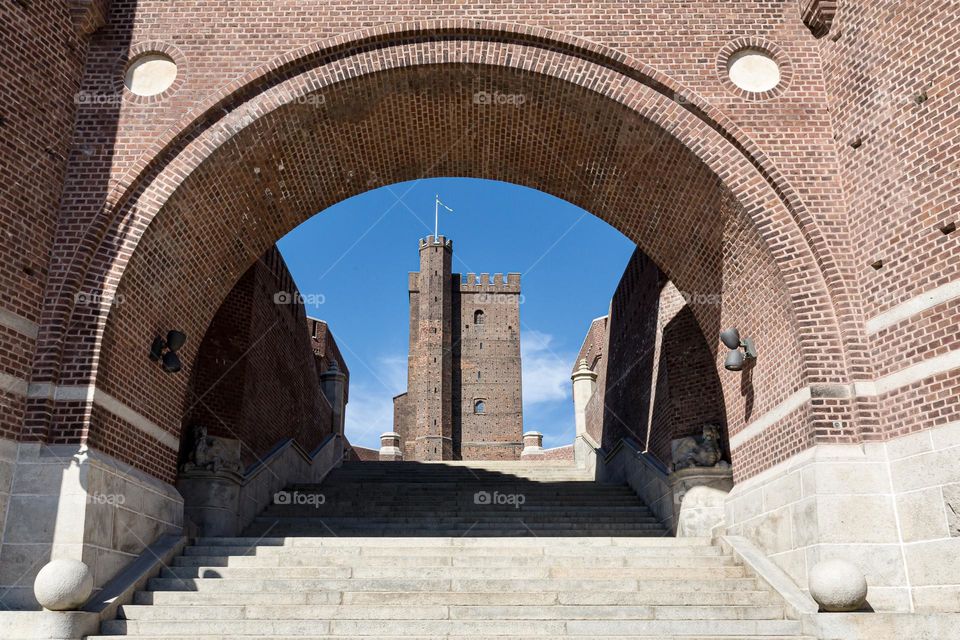 Fortress Karnan in the city of Helsingborg Sweden, old architecture from the 14th century 
