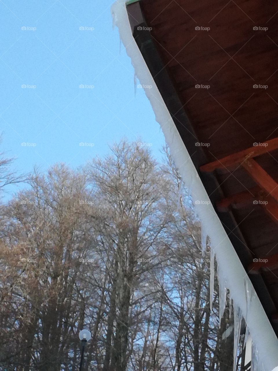 Sharp ice from the roof