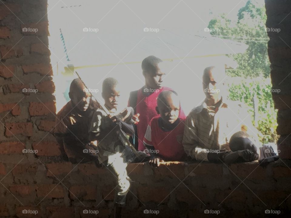 Children at the window Kenya Africa