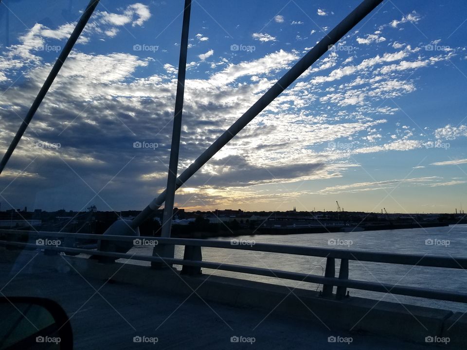 mississippi River bridge sunset