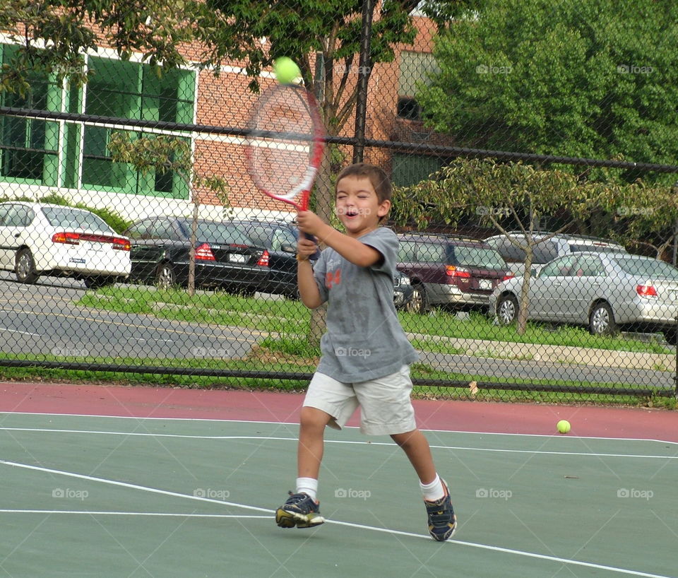 U.S. Open here we come . Kid plays tennis like a pro