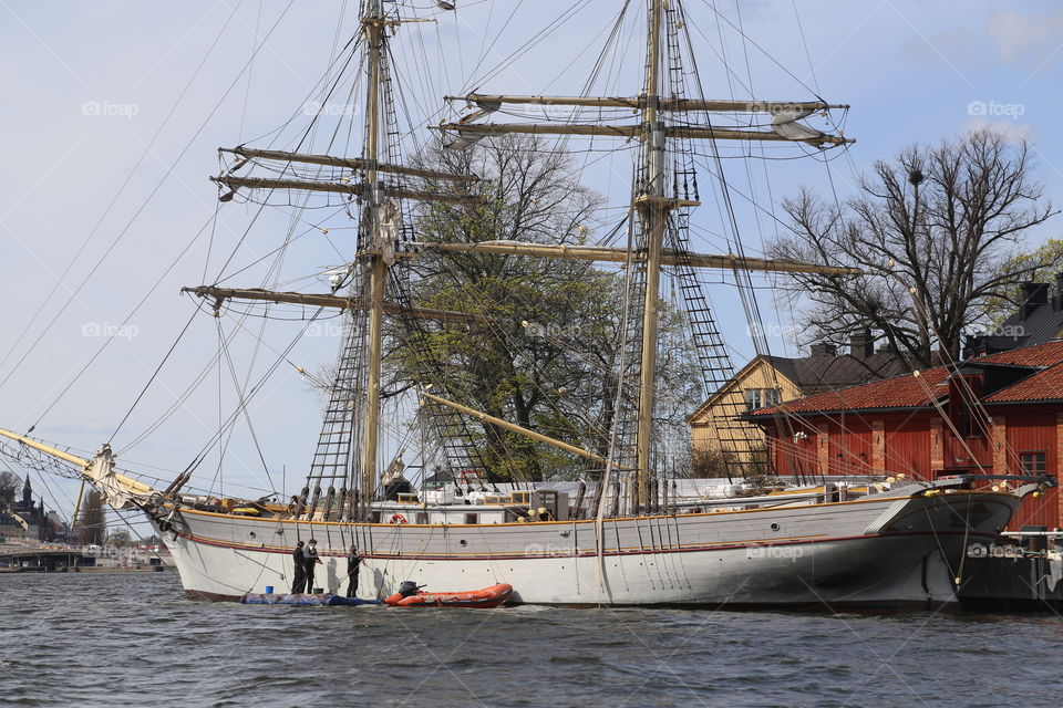 Mission sailing. Sailing ship being prepared