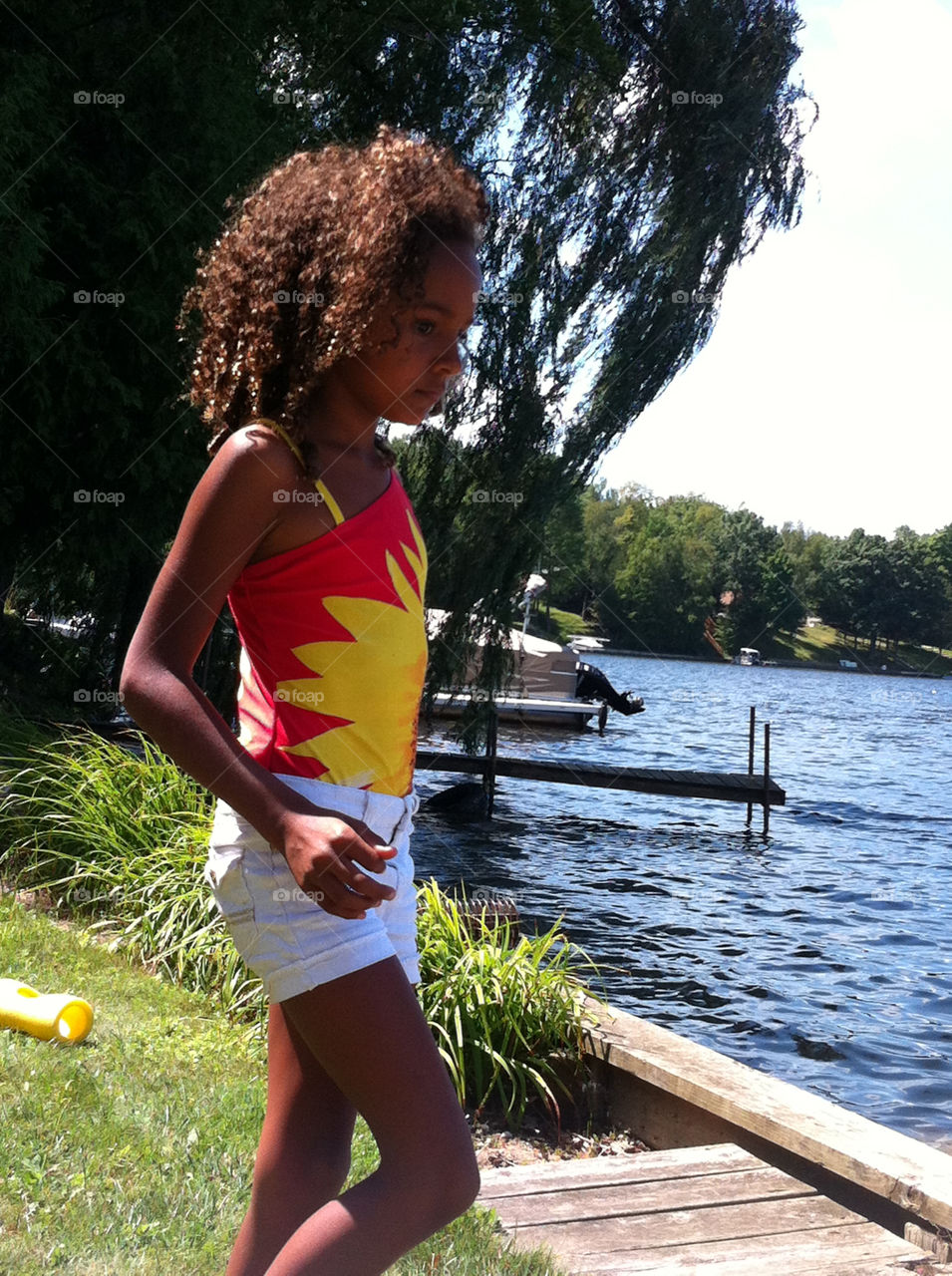 girl summer child lake by indiesmash