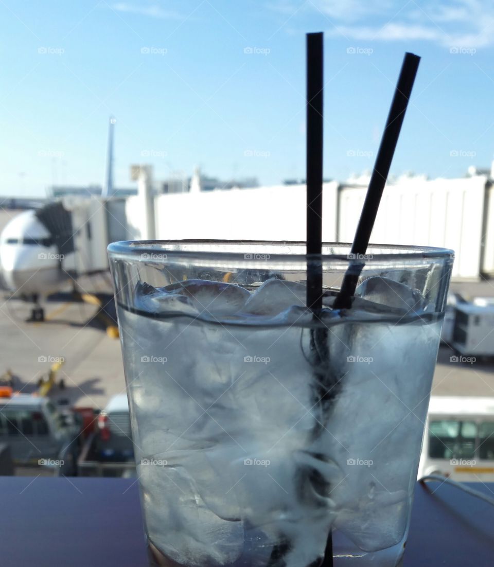 leaving on a jet plane. taken at resturant in denver airport