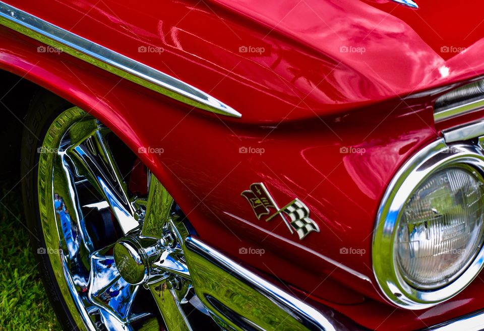 Classic Chevy Impala in bright red