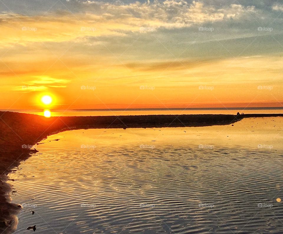 Beautiful sunrise at Lake Michigan 