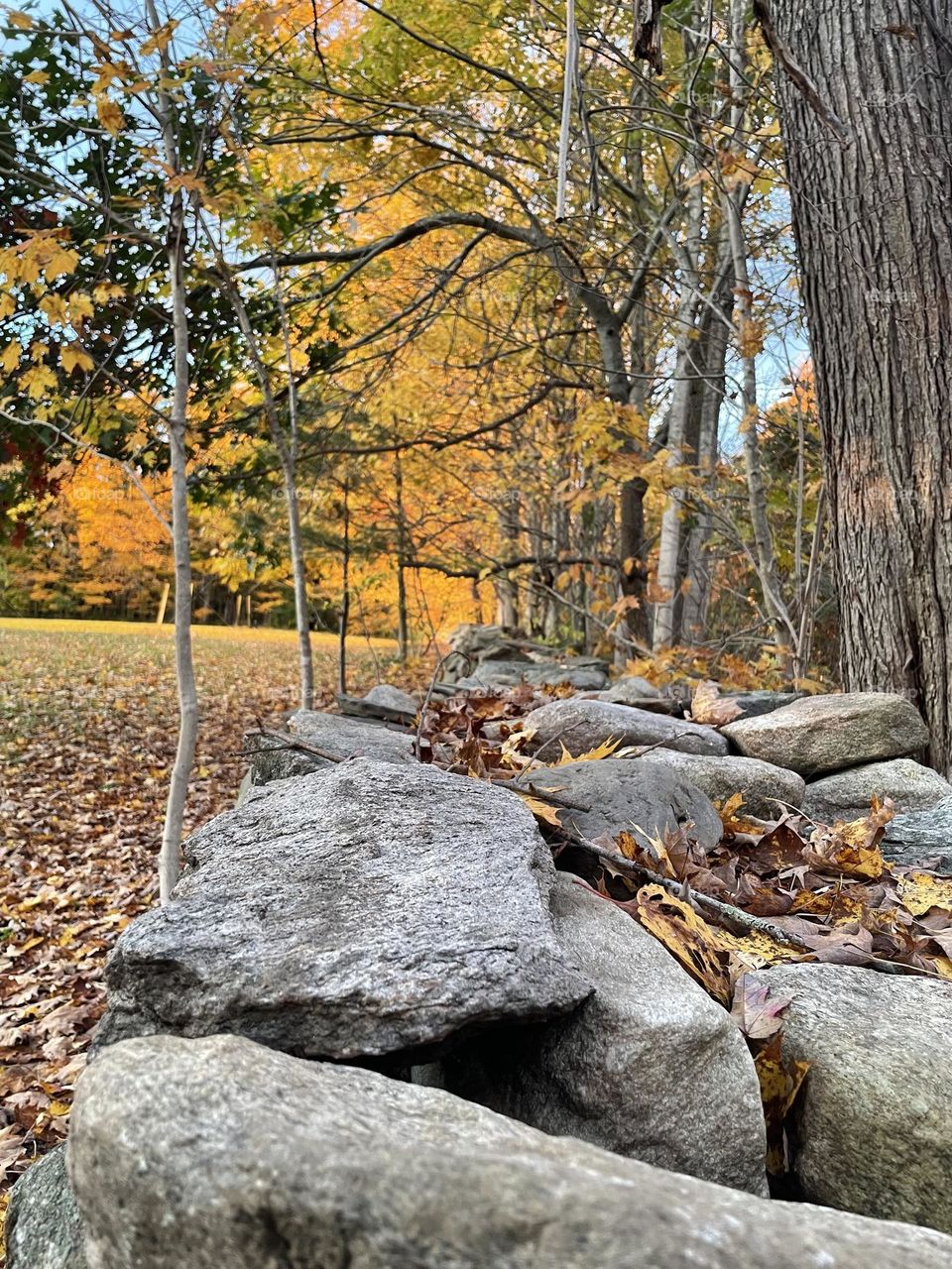 Stone wall in foreground 